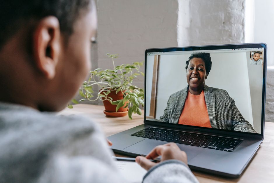 A student on a video call with a coach during a virtual SAT coaching session